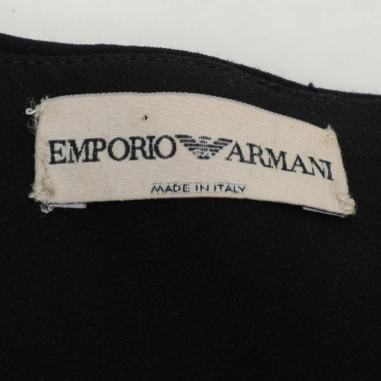Pre Owned Emporio Armani Black Creep Strapless Maxi Dress S