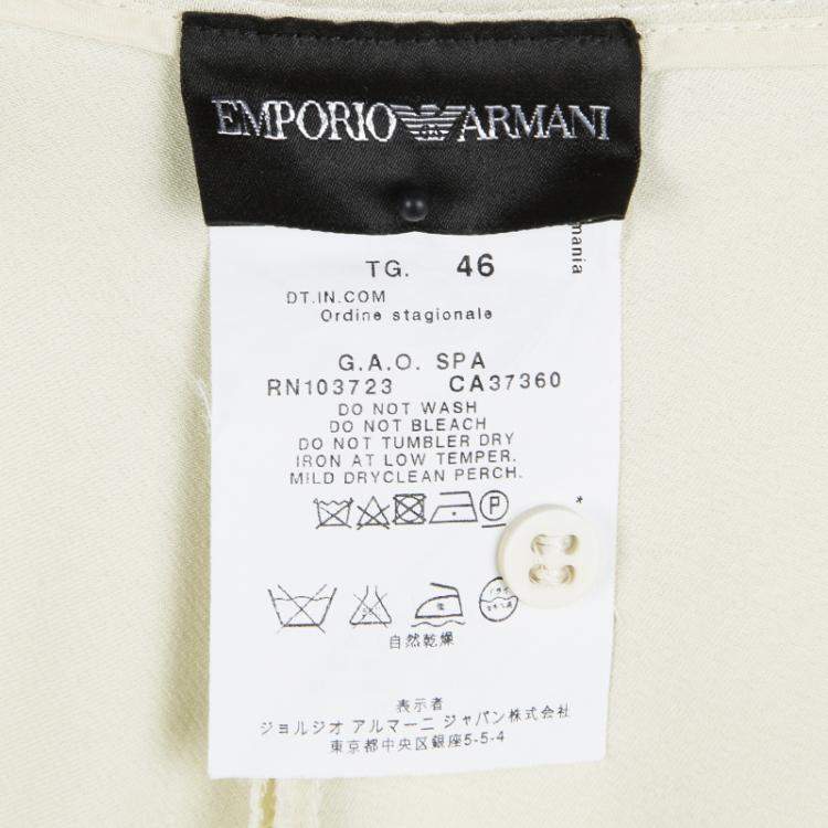 Pre Owned Emporio Armani Cream High Waist Straight Leg Trousers L
