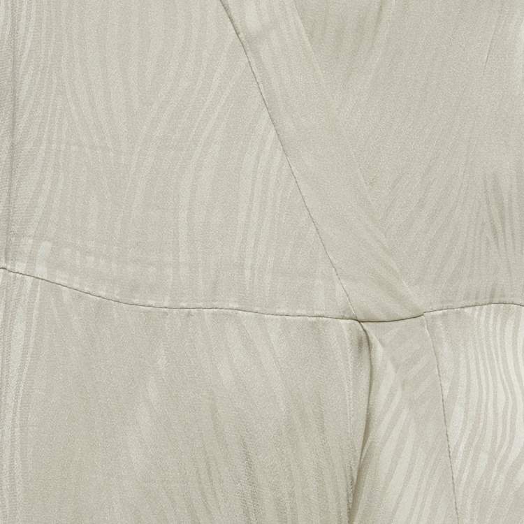 Pre Owned Emporio Armani Grey Satin Pattered Mini Dress M