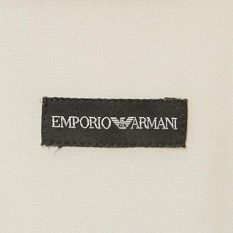 Pre Owned Emporio Armani Grey Satin Pattered Mini Dress M
