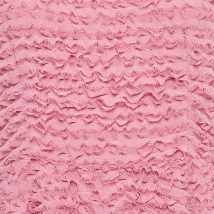 Pre Owned Emporio Armani Pink Pleated Chiffon Short Dress M