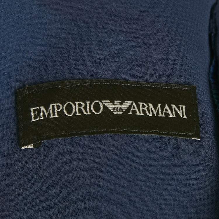 Pre Owned Emporio Armani Blue Printed Organza Top S