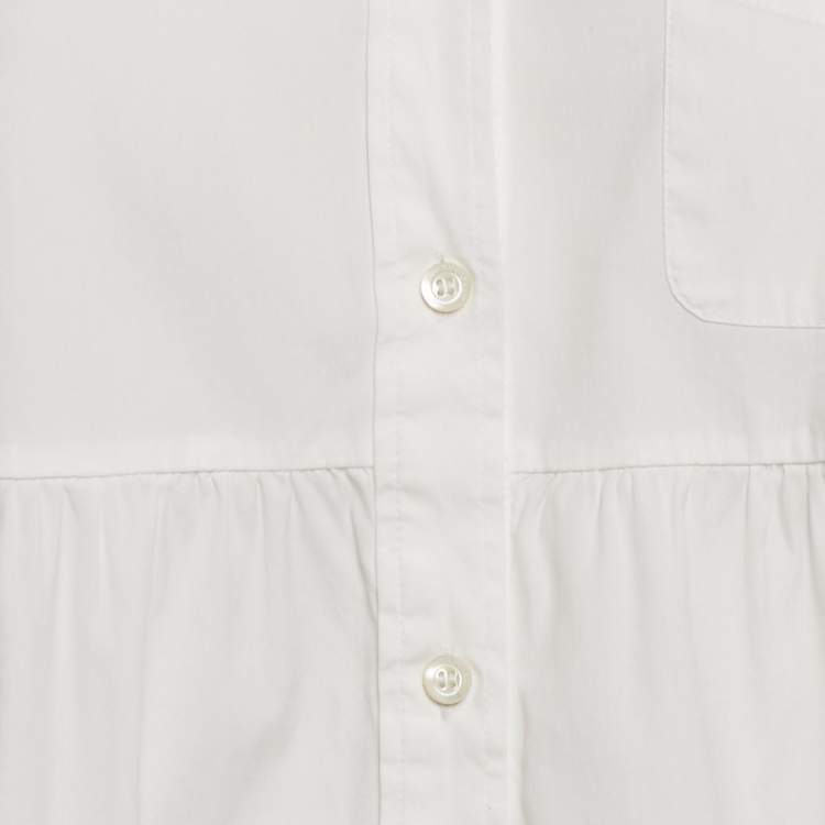 Pre Owned Emporio Armani White Logo Applique Cotton Full Sleeve Shirt M
