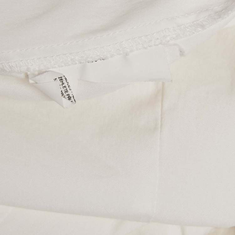 Pre Owned Emporio Armani White Logo Applique Cotton Full Sleeve Shirt M
