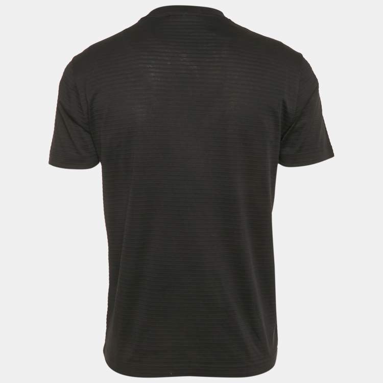 Pre Owned Emporio Armani Black Stripe Knit Short Sleeve T-Shirt S