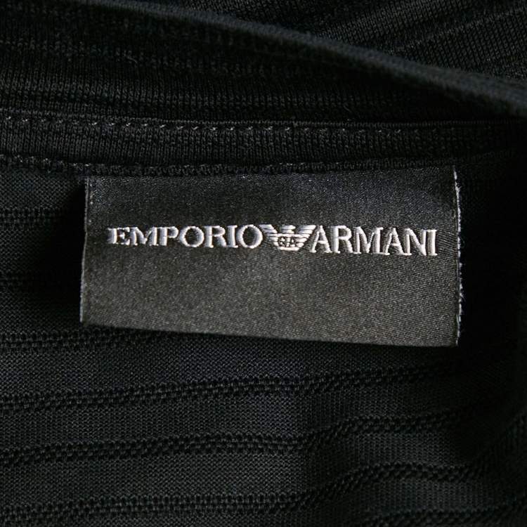 Pre Owned Emporio Armani Black Stripe Knit Short Sleeve T-Shirt S