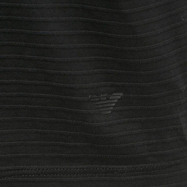 Pre Owned Emporio Armani Black Stripe Knit Short Sleeve T-Shirt S