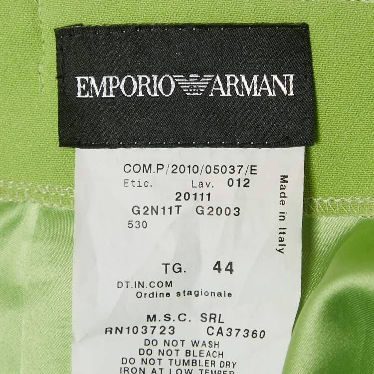 Pre Owned Emporio Armani Green Crepe Pencil Skirt M