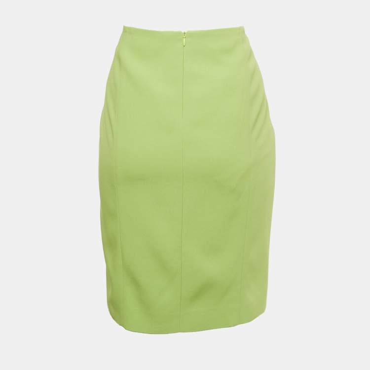 Pre Owned Emporio Armani Green Crepe Pencil Skirt M
