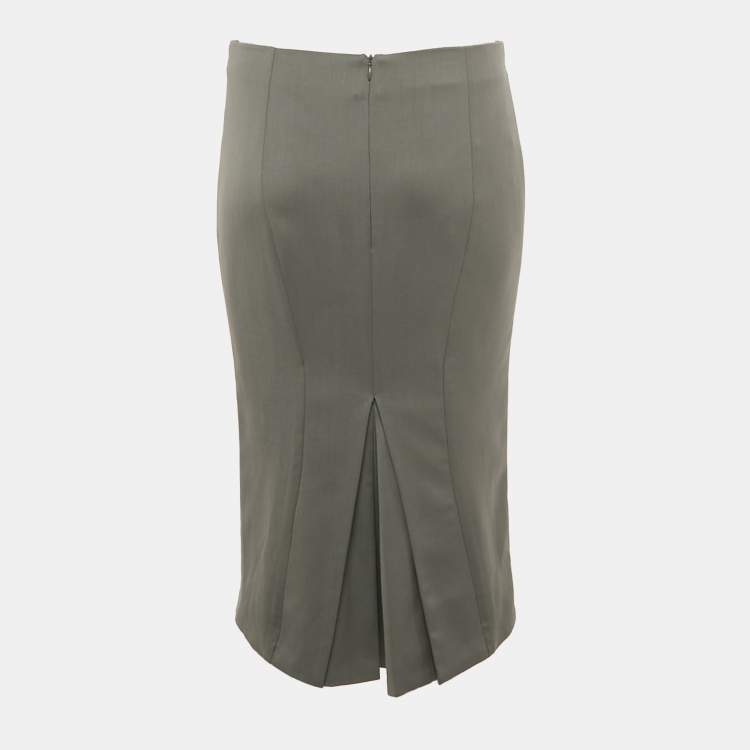 Pre Owned Emporio Armani Green Wool Pencil Skirt M