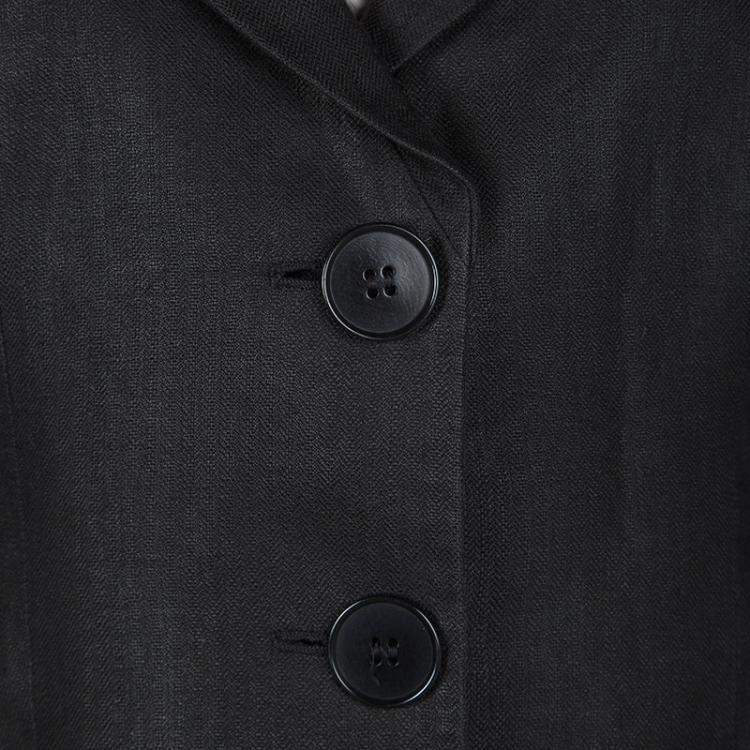 Pre Owned Emporio Armani Black Linen Blazer M