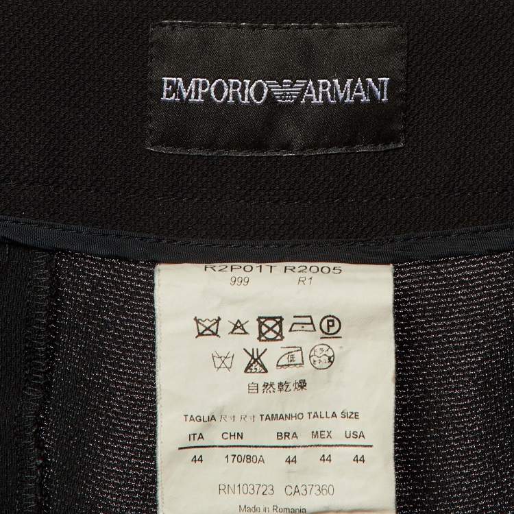 Pre Owned Emporio Armani Black Crepe Regular Fit Pants M