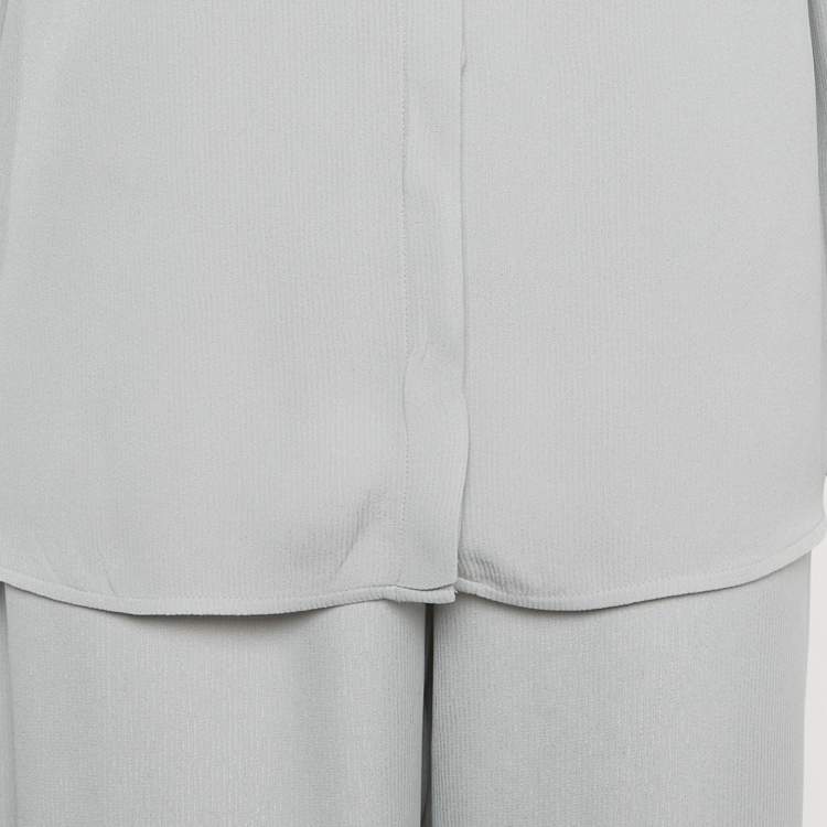Pre Owned Emporio Armani Icon Grey Crepe Candy Top & Palazzo Trousers Set M  