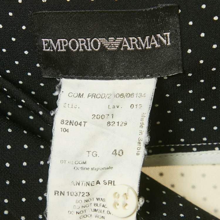 Pre Owned Emporio Armani White/Black Polka Dots Crepe Draped Mini Skirt S