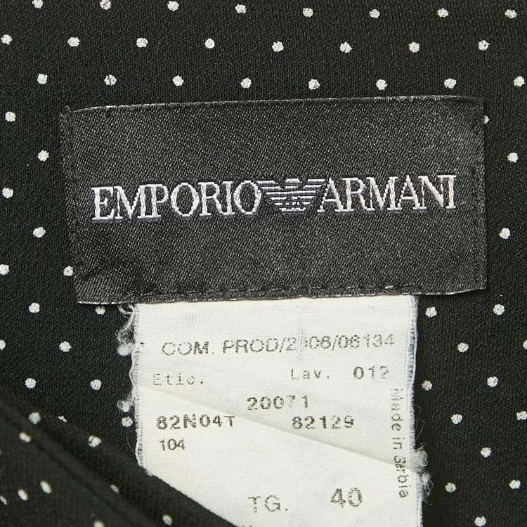 Pre Owned Emporio Armani White/Black Polka Dots Crepe Draped Mini Skirt S