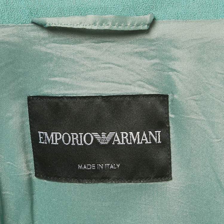 Pre Owned Emporio Armani Mint Green Crepe Zip Up Jacket S
