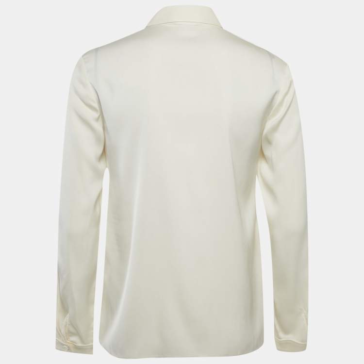 Pre Owned Emporio Armani Cream Silk Shirt S