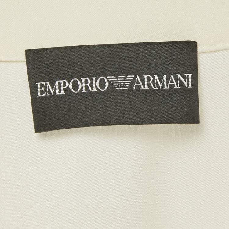 Pre Owned Emporio Armani Cream Silk Shirt S