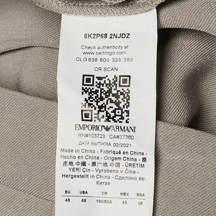 مملوكة مسبقًا Emporio Armani Beige Crepe Adjustable Hem Trousers L 