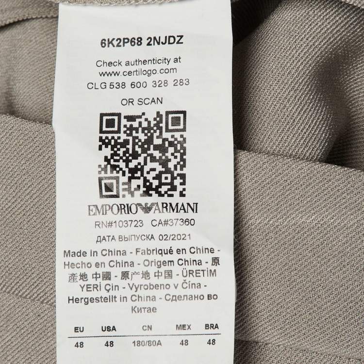 مملوكة مسبقًا Emporio Armani Beige Crepe Adjustable Hem Trousers L 