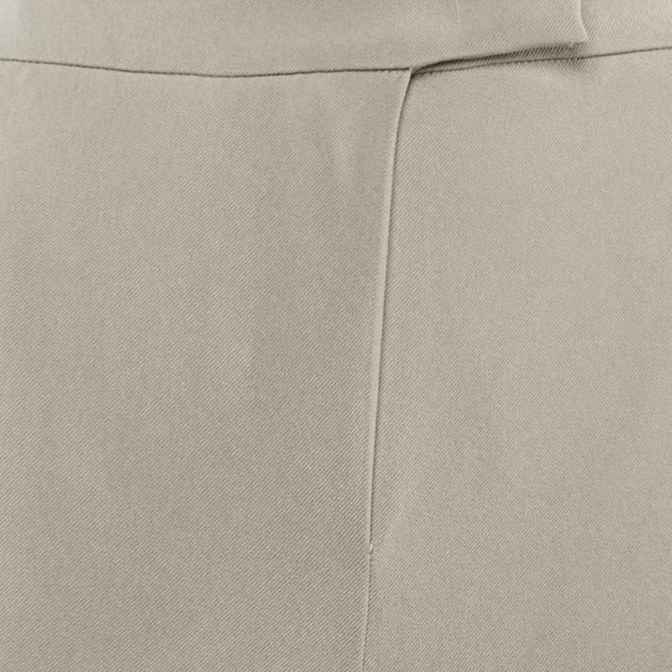 مملوكة مسبقًا Emporio Armani Beige Crepe Adjustable Hem Trousers L 
