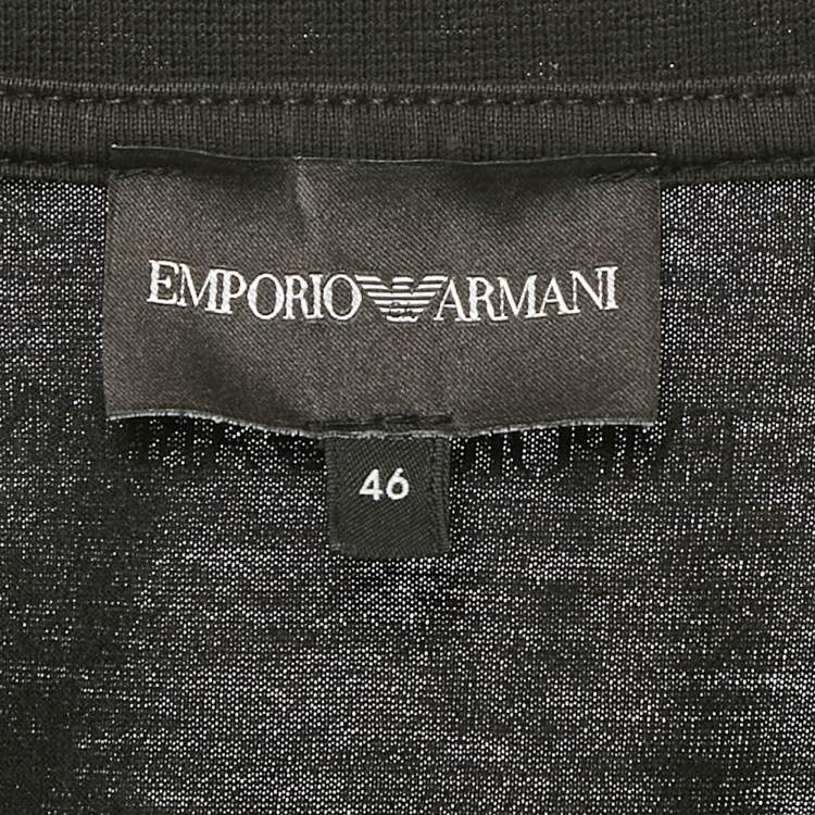 Pre Owned Emporio Armani Black Printed Jersey Crewneck T-Shirt L
