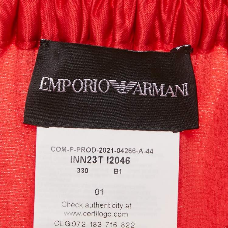 Pre Owned Emporio Armani Red Silk Blend Maxi Skirt M