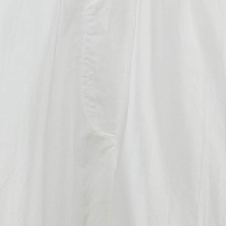 Pre Owned Emporio Armani White Cotton Blend Wide Leg Trousers M