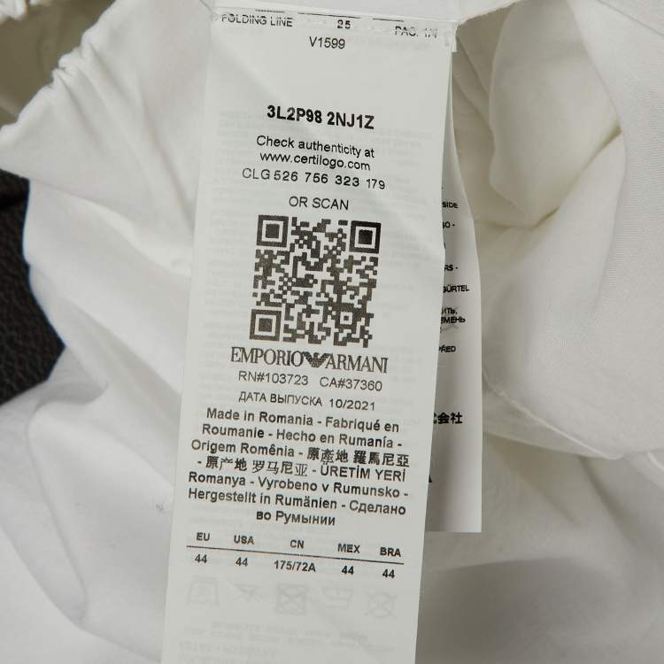 Pre Owned Emporio Armani White Cotton Blend Wide Leg Trousers M