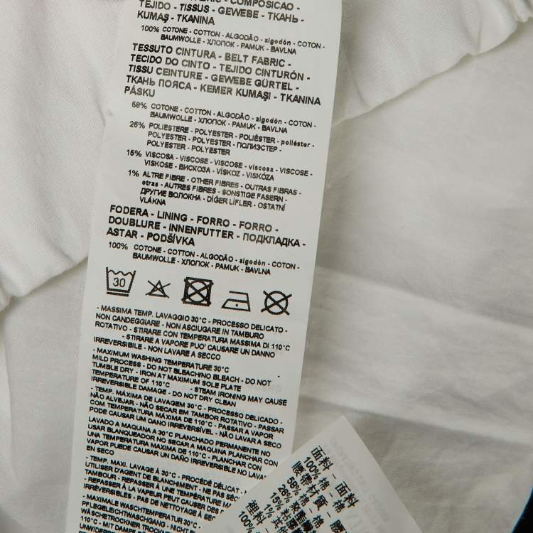 Pre Owned Emporio Armani White Cotton Blend Wide Leg Trousers M