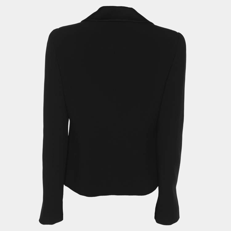 Pre Owned Emporio Armani Black Crepe Single Breasted Blazer S