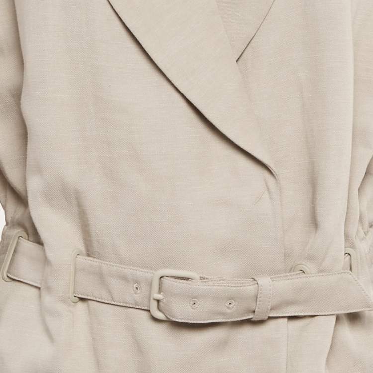 Pre Owned Emporio Armani Beige Crepe Blazer & Pants Set L