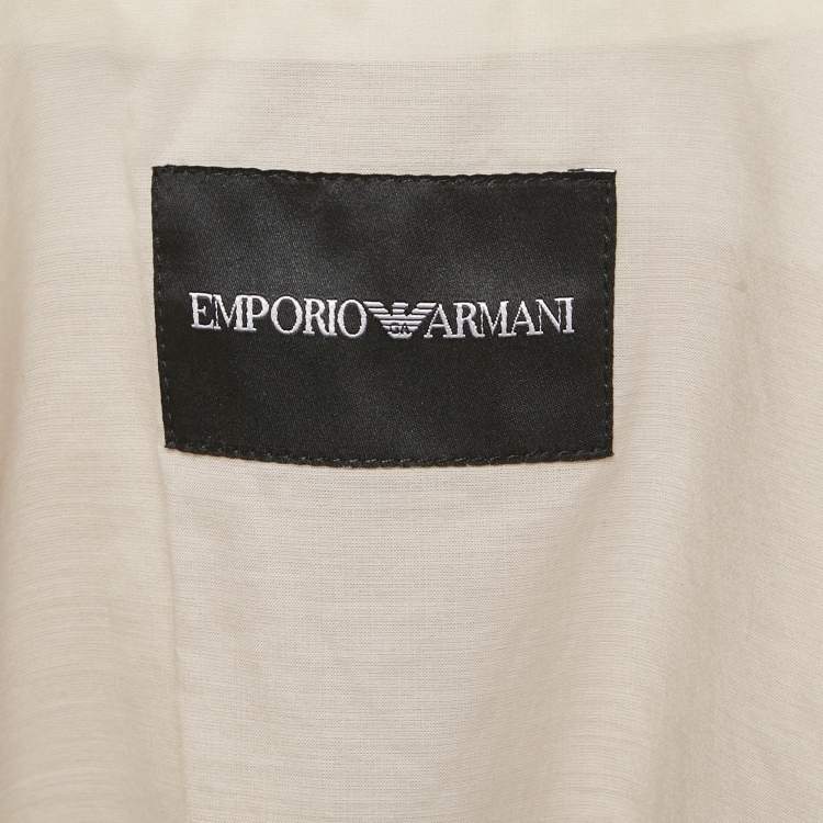 Pre Owned Emporio Armani Beige Crepe Blazer & Pants Set L