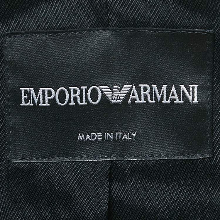Pre Owned Emporio Armani Navy Blue /Black Jacquard Single Breasted Blazer M