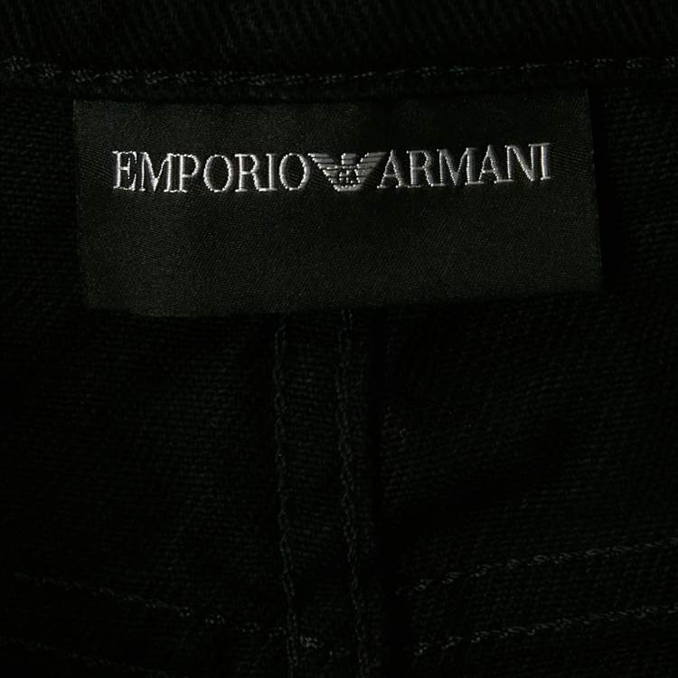 Pre Owned Emporio Armani Black Sequin Embellished Denim Mini Skirt M