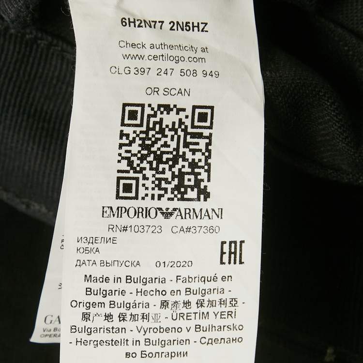 Pre Owned Emporio Armani Black Sequin Embellished Denim Mini Skirt M