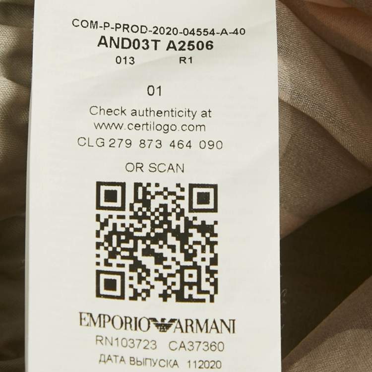 Pre Owned Emporio Armani Beige Floral Printed Silk Belted Jumpsuit S