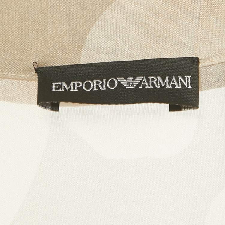 Pre Owned Emporio Armani Beige Floral Printed Silk Belted Jumpsuit S