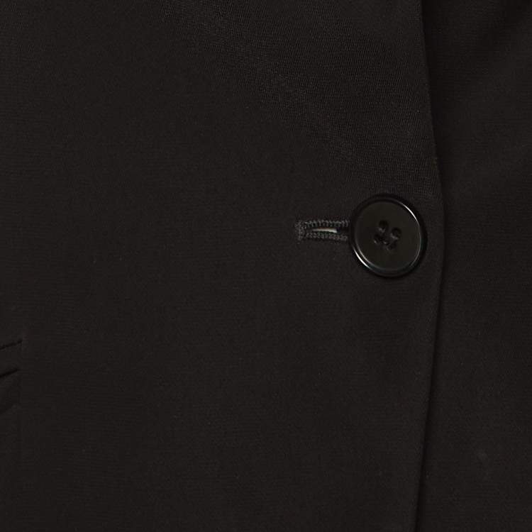 Pre Owned Emporio Armani Black Crepe Ruffled Sleeve Blazer S