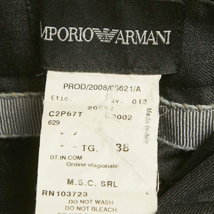 Pre Owned Emporio Armani Grey Virgin Wool Suit S
