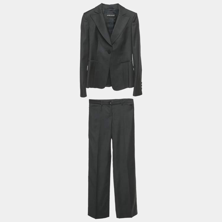 Pre Owned Emporio Armani Grey Virgin Wool Suit S