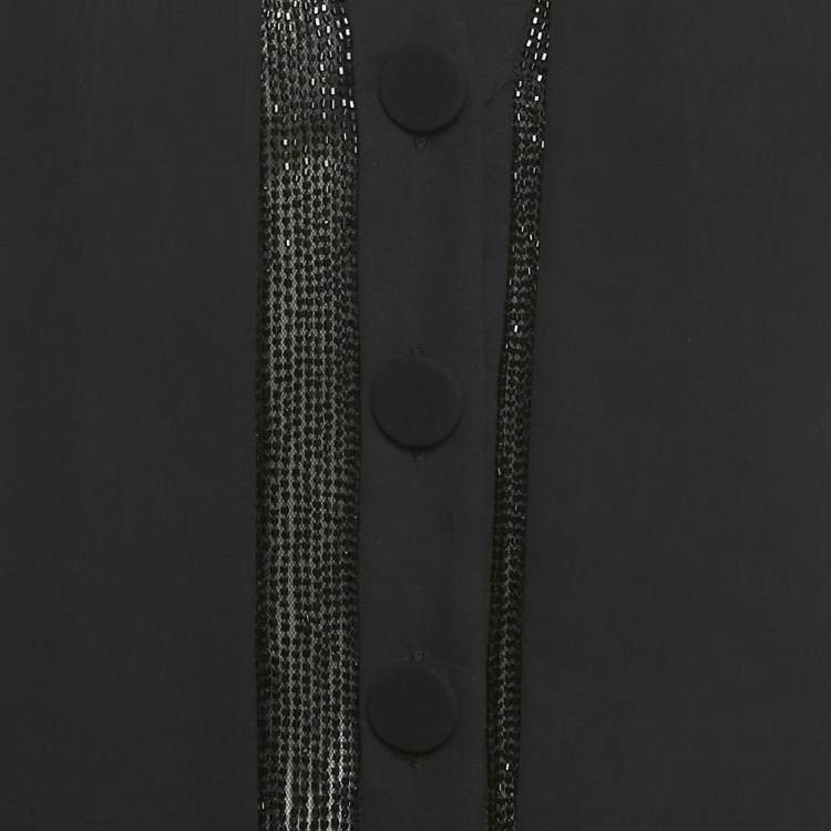 مملوكة مسبقًا Emporio Armani Black Beaded Chiffon Semi Sheer Shirt S