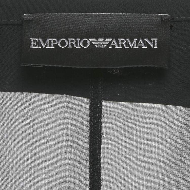 مملوكة مسبقًا Emporio Armani Black Beaded Chiffon Semi Sheer Shirt S