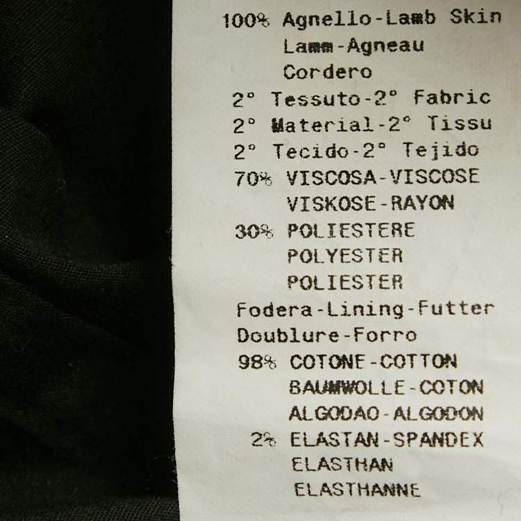 Pre Owned Emporio Armani Black Lamb Leather Biker Jacket S