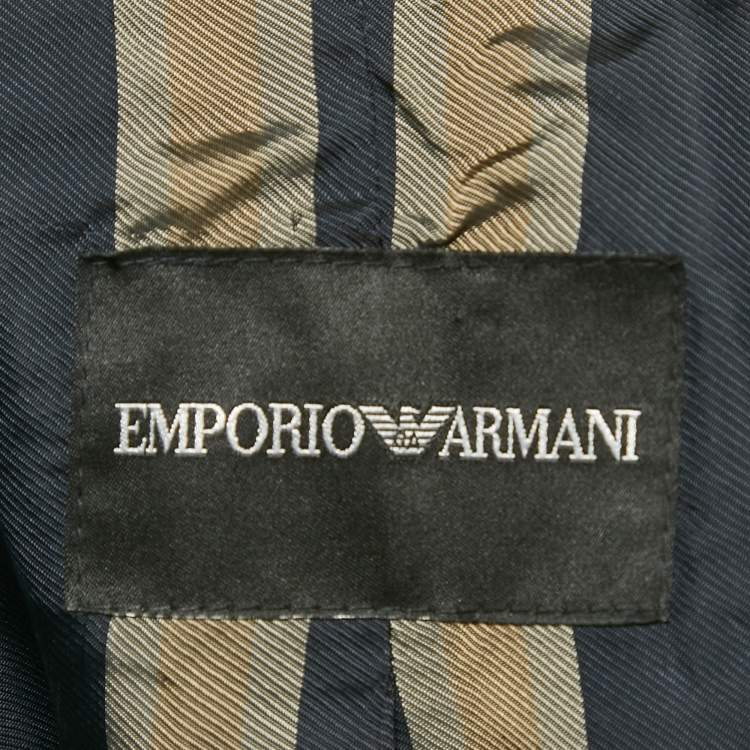 Pre Owned Emporio Armani Black Lamb Leather Biker Jacket S