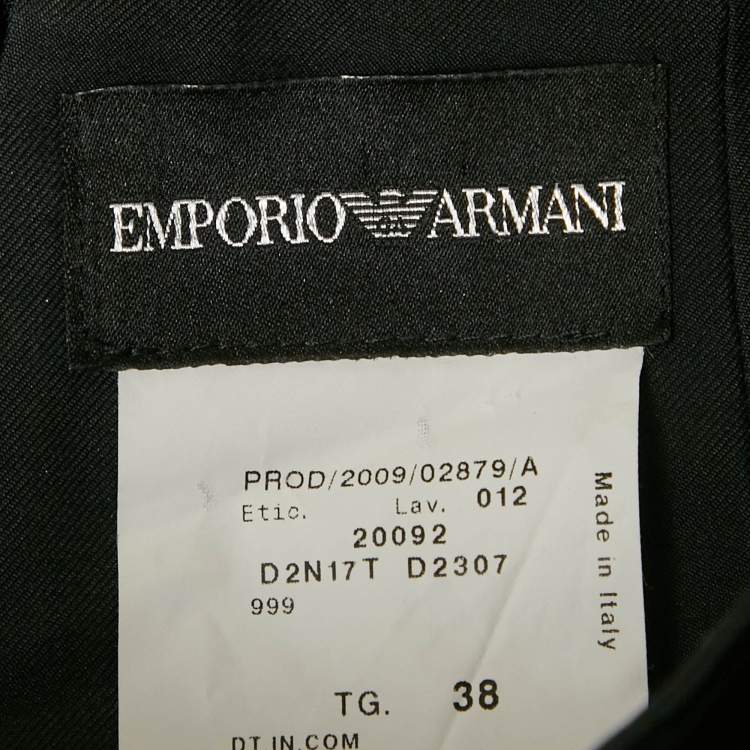 Pre Owned Emporio Armani Black Silk Blend Fringed Mini Skirt S