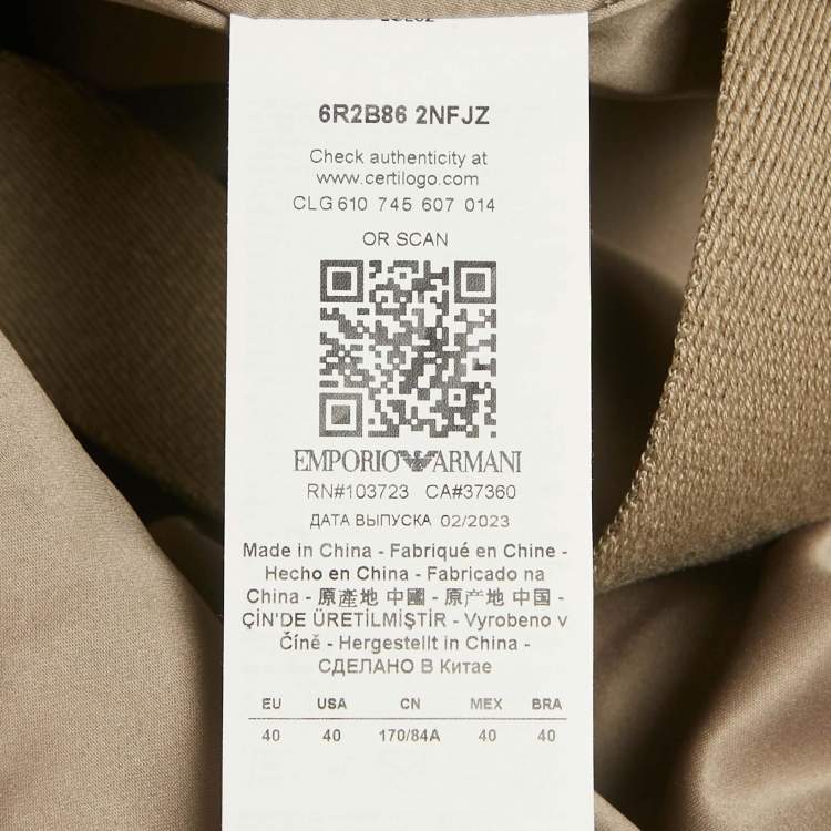 Pre Owned Emporio Armani Metallic Gold Synthetic Debossed Monogram Quilted Jacket L