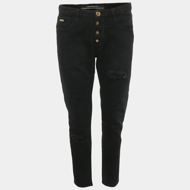 Pre Owned Emporio Armani Black Denim Jeans L/Waist 30"