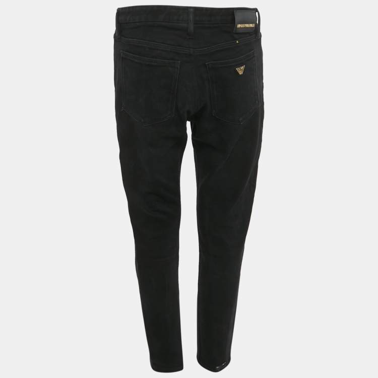 Pre Owned Emporio Armani Black Denim Jeans L/Waist 30"