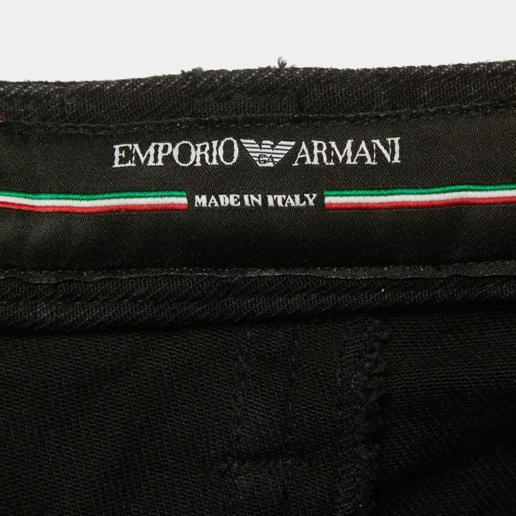 Pre Owned Emporio Armani Black Denim Jeans L/Waist 30"